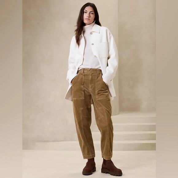 Banana Republic Pants - NWT Banana Republic The Corduroy Barrel Pant Womens Size 4 Cargo Camel Tan